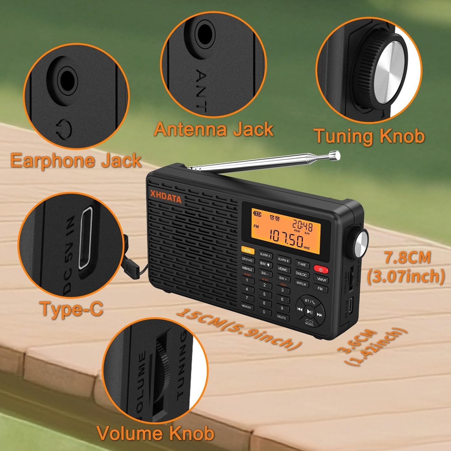 Portable Emergency Shortwave Radio FM AM Bluetooth SOS