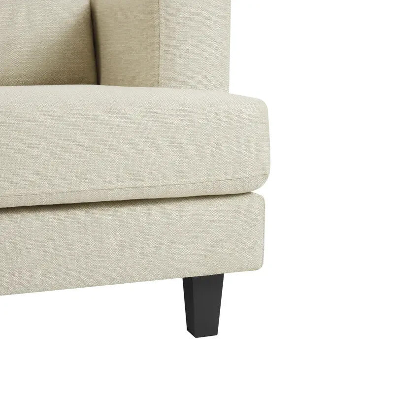 Natural Linen 3 Seater Sofa Modern Fabric Couch Cream Padded Seat Legs