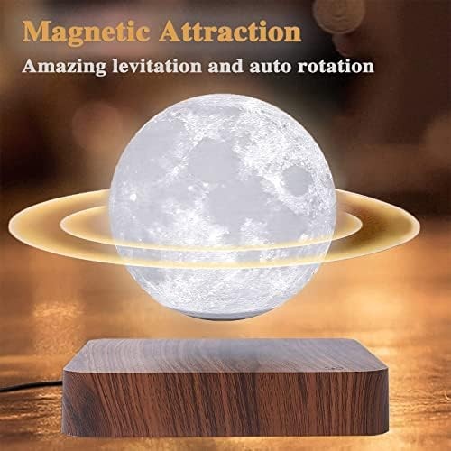 Levitating Moon Lamp, Magnetic Floating 3-Color Spinning LED Night Light