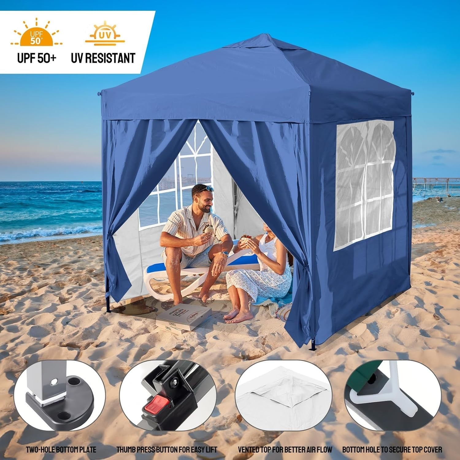 3x3M Blue Pop Up Gazebo with Removable Sidewalls, Heavy-Duty Frame & Waterproof