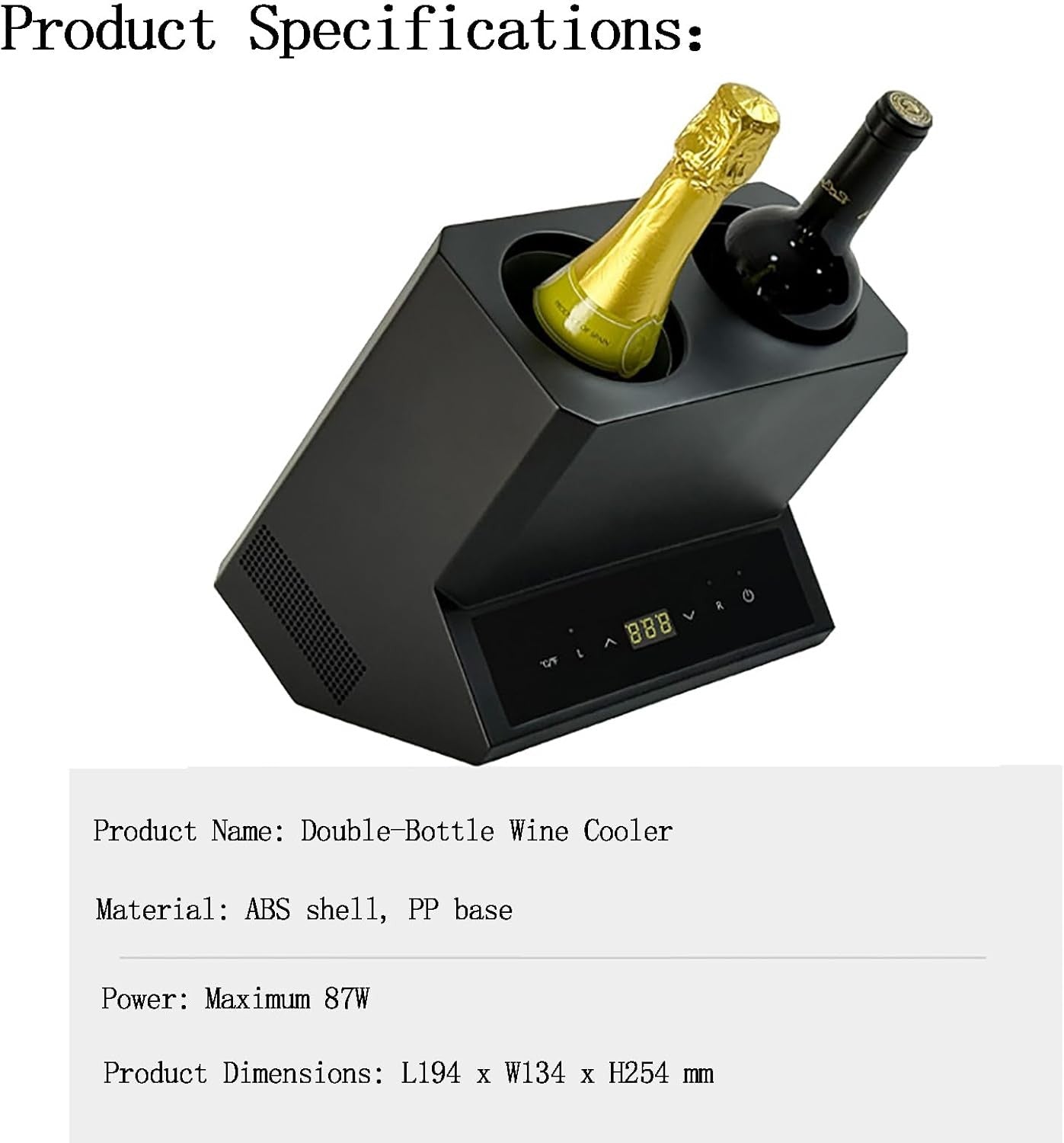 Dual Bottle Electric Wine Chiller Smart Touch Temperature Control 41–64°F