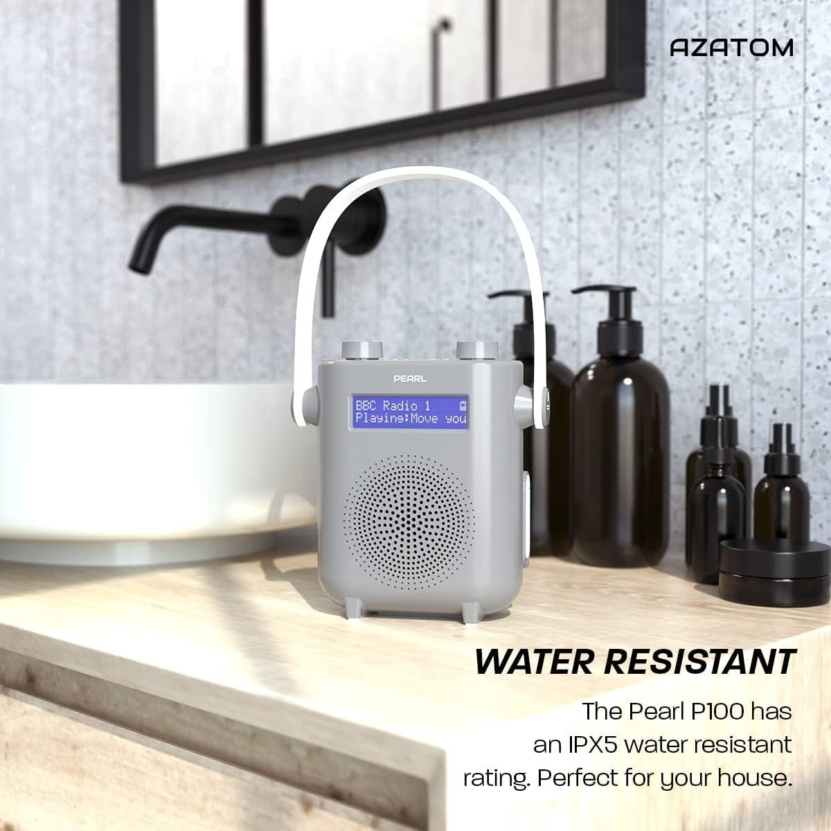 DAB/DAB+ FM Shower Radio Bluetooth IPX5 Waterproof Portable
