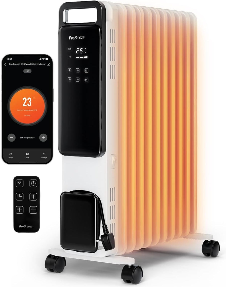2500W Smart Oil Filled Radiator Heater WiFi App Thermostat Timer