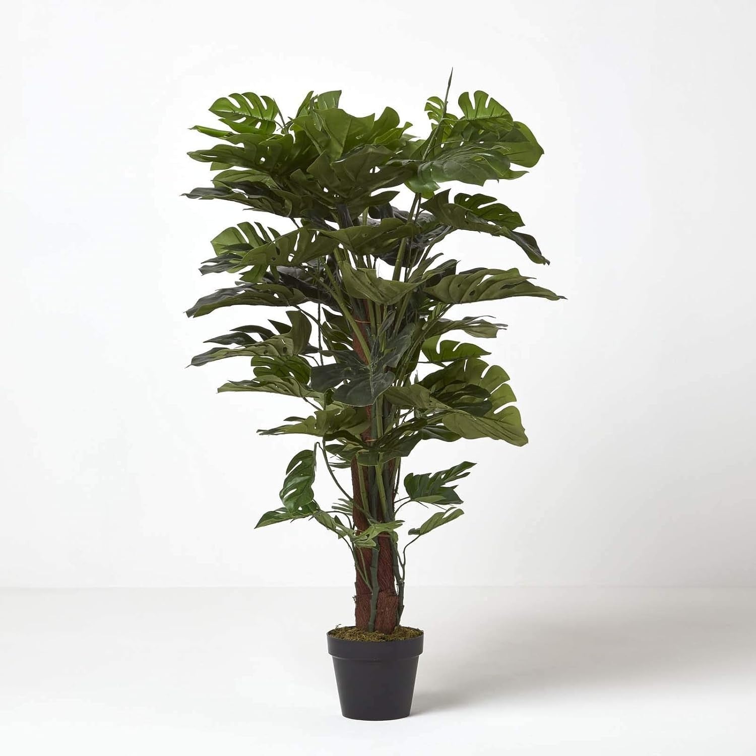 120cm Artificial Monstera Tree in Black Pot Realistic Swiss Cheese Plant Décor