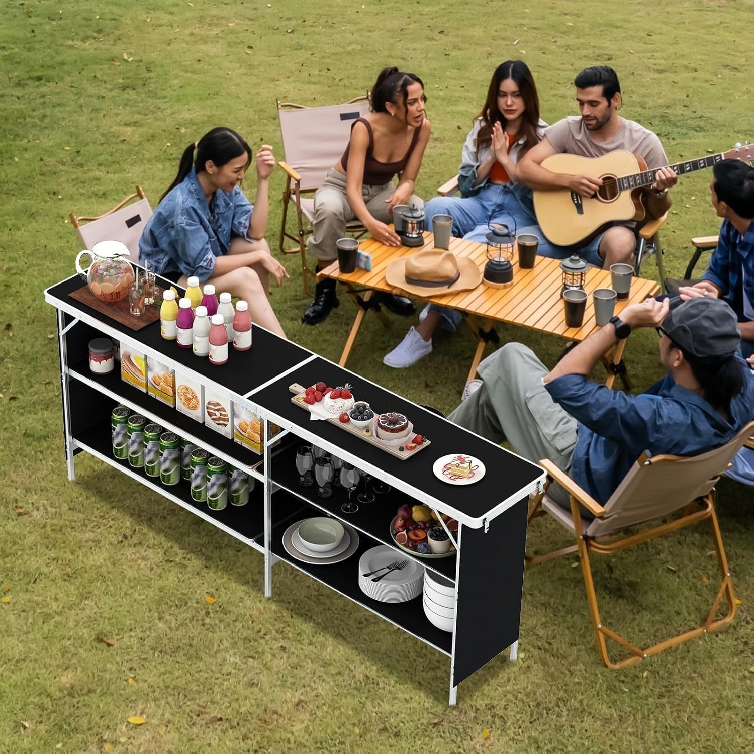 Portable Folding Camping Table 206cm Outdoor Picnic Aluminum BBQ Storage