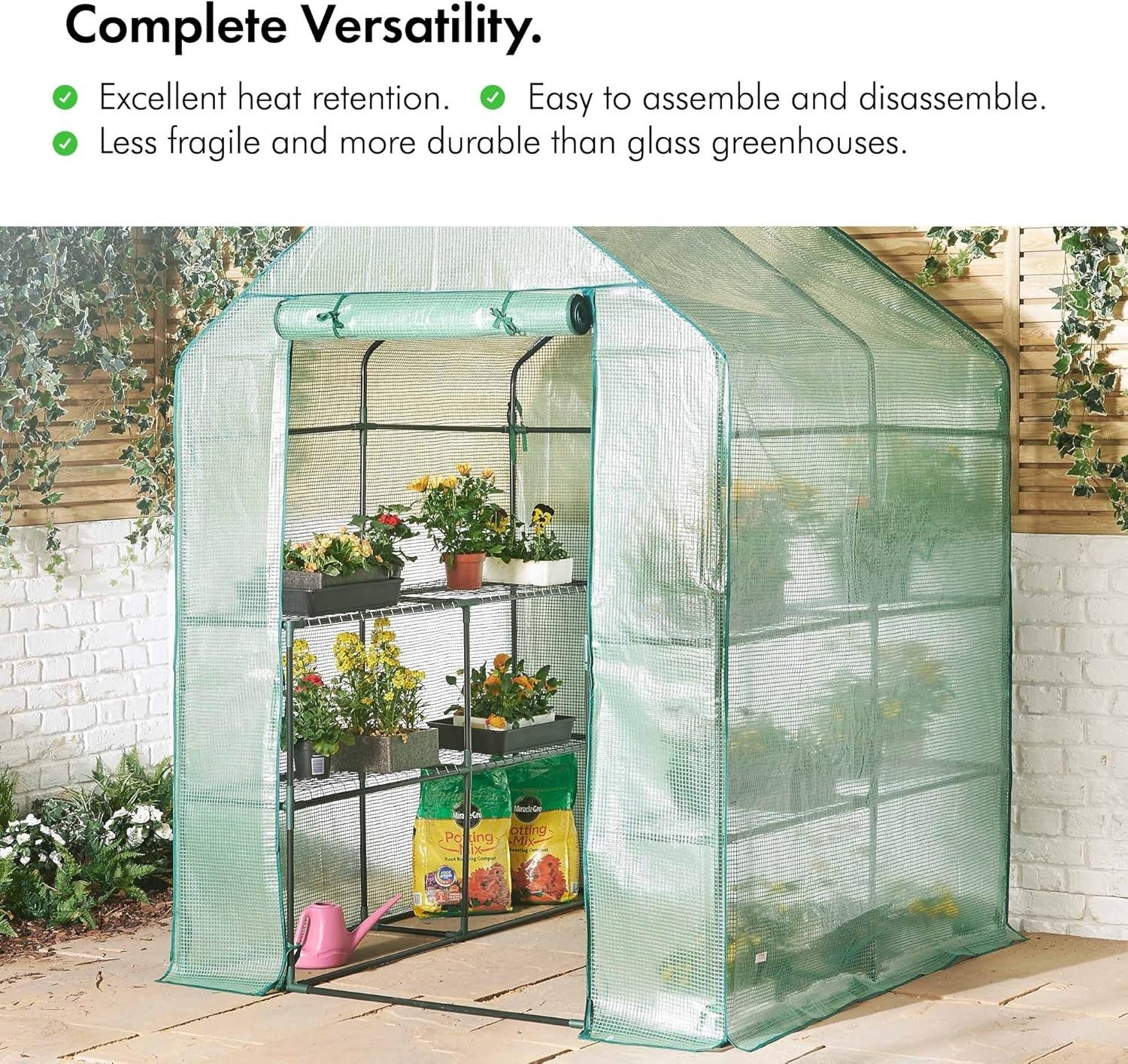 Large Walk-In Greenhouse with 8 Shelves | Heavy-Duty Steel Frame | Weatherproof