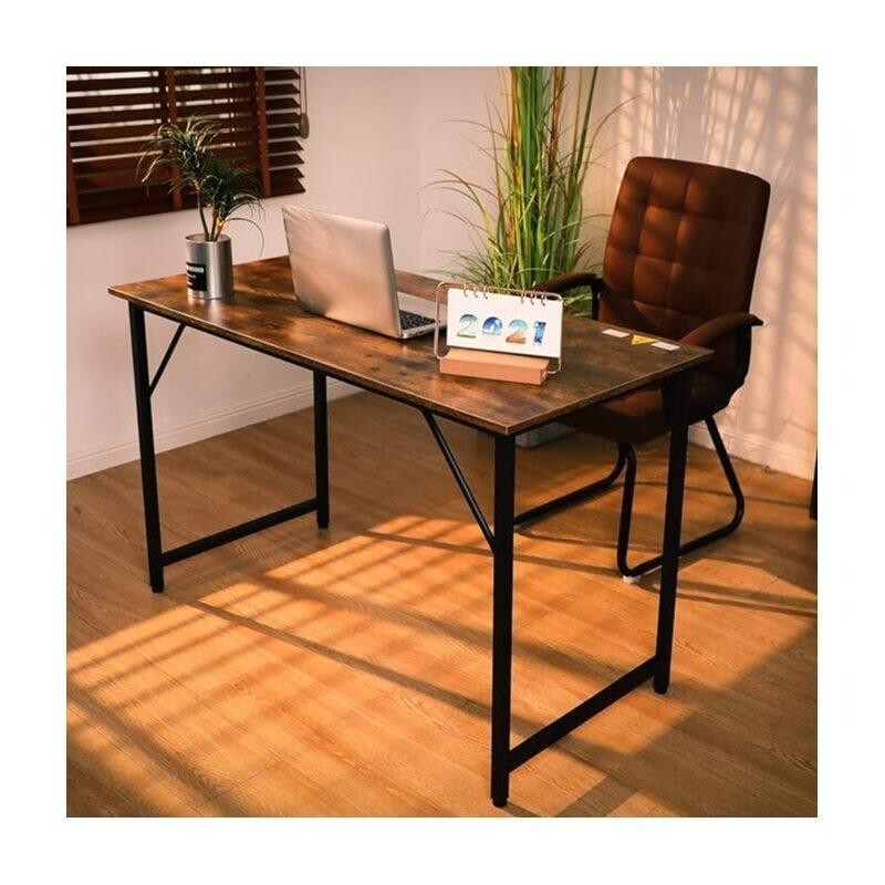 Rustic Brown 120cm Office Desk Industrial Style Computer Table Home Study