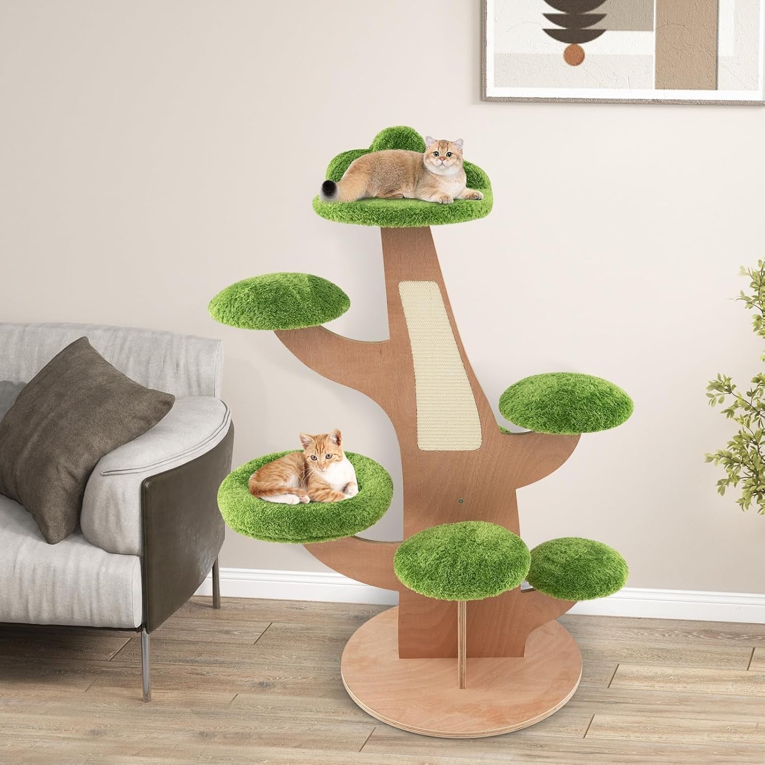 Multi Level Cat Tree Wooden Climbing Tower with Perches Scratching Board