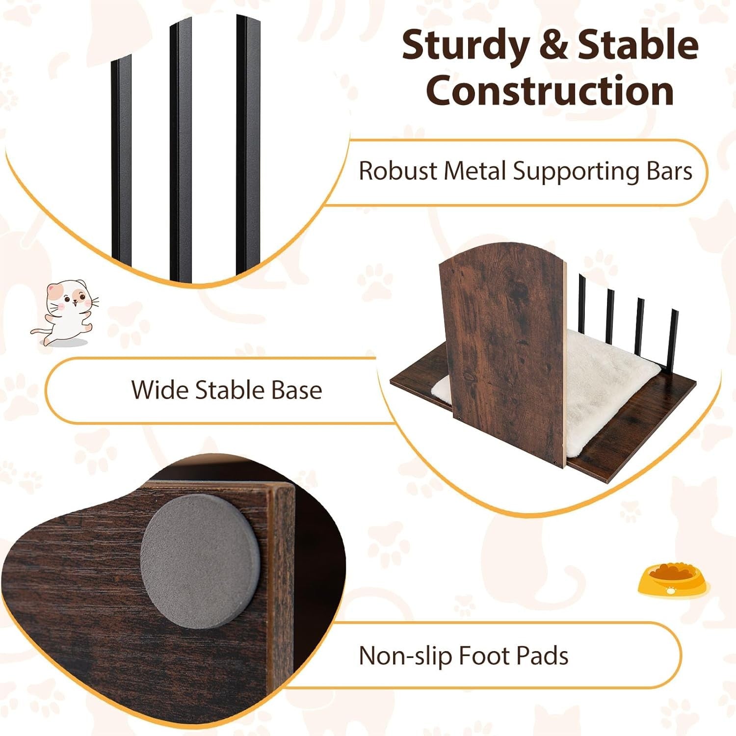 Modern Cat Tree 112cm Multi Level Scratching Tower Rustic Brown