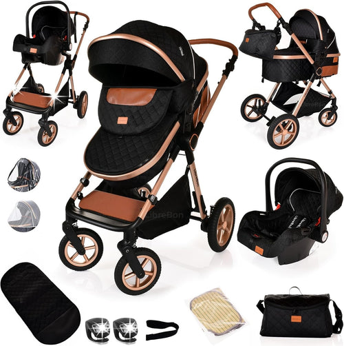Luxury 3in1 Baby Pram Pushchair Folding Buggy Birth to 36 Months