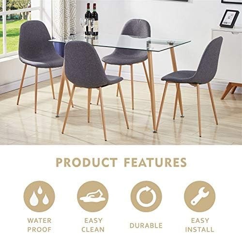 Modern Rectangular Glass Dining Table with Wood Style Legs 4 6 Seater 120cm
