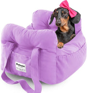 Dog Car Booster Seat Pet Carrier Travel Bed Safety Leash Purple Small