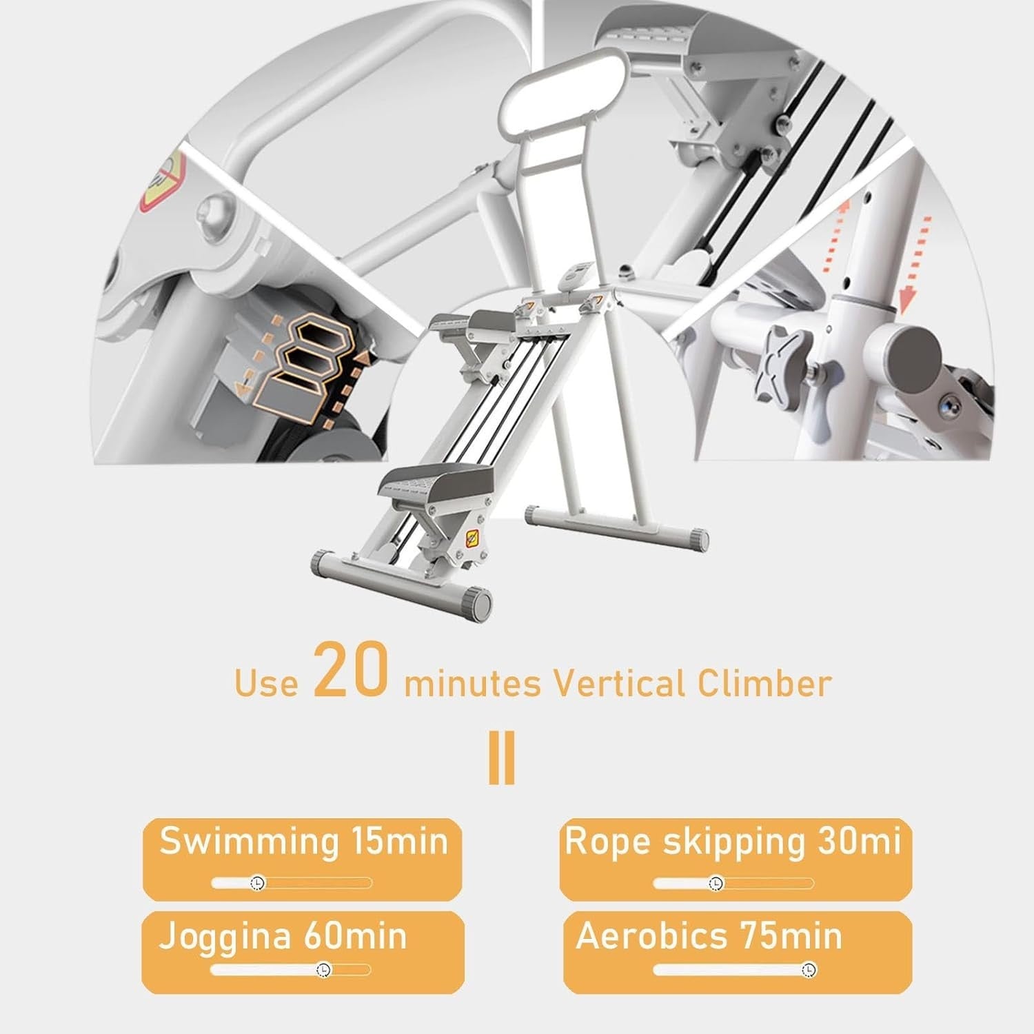 Foldable Vertical Climber Exercise Machine w/ LED Monitor & 264lb Capacity