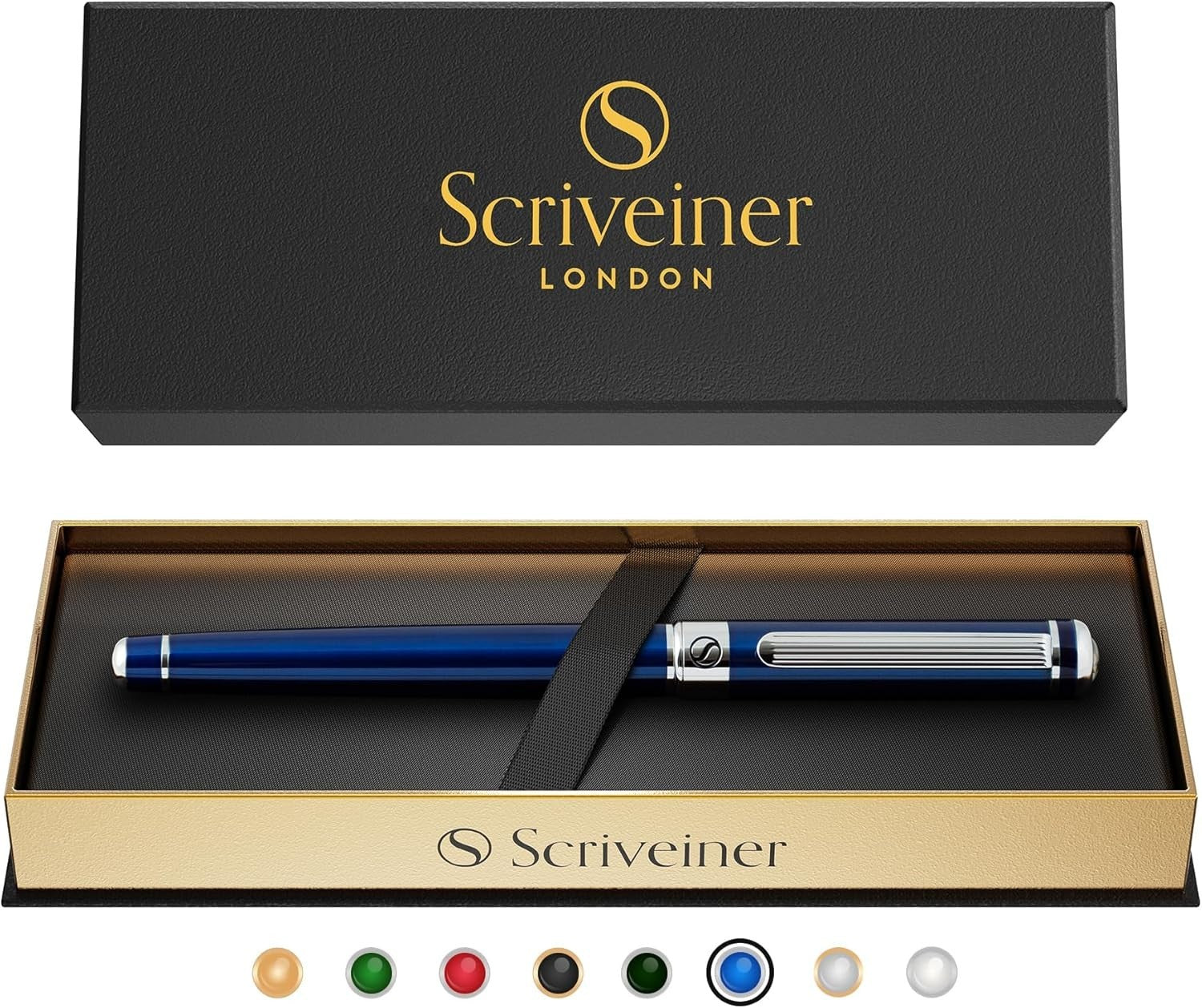 Luxury Rollerball Pen Midnight Blue Chrome Medium Gift