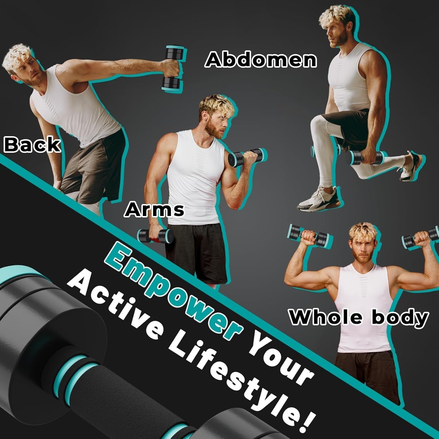 10kg x2 Adjustable Steel Dumbbells Pair Foam Grip Compact Home Training