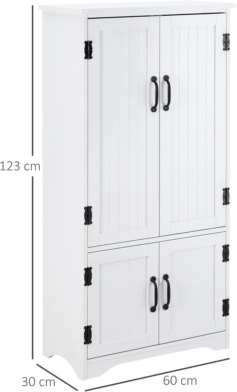Tall White Storage Cabinet Cupboard Adjustable Shelves Kitchen Unit