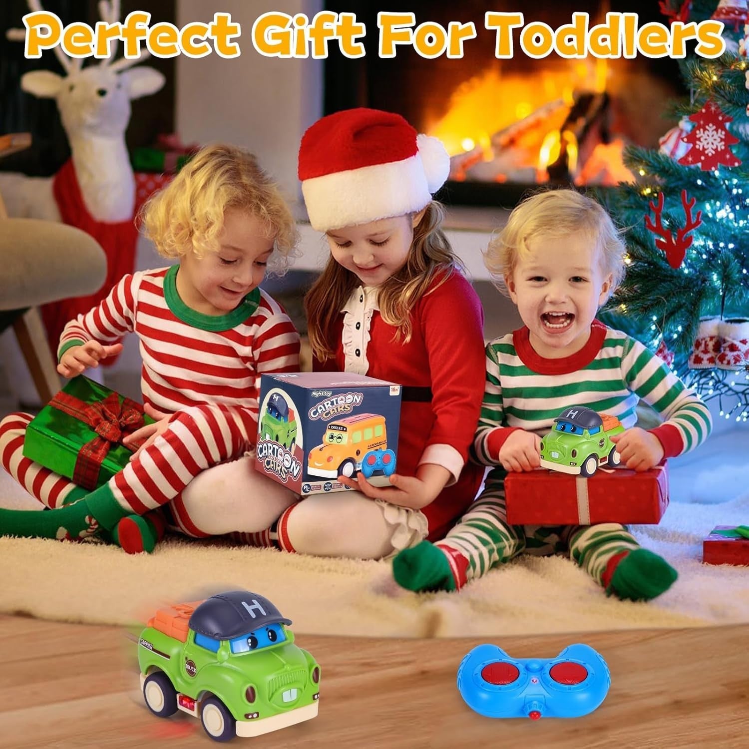 Cartoon RC Car 2.4GHz Remote Control Toy for Toddlers Boys Girls Age 1–3