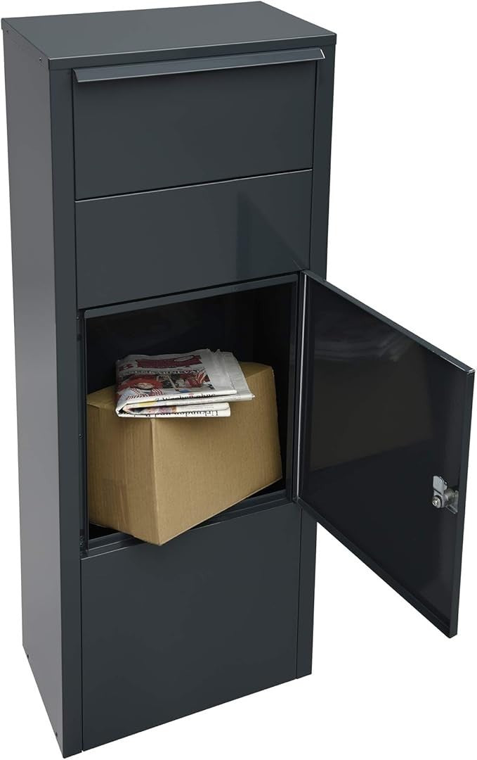 Large Lockable Parcel Mailbox Wall Mount Steel Box | Secure Slot | 45L Capacity