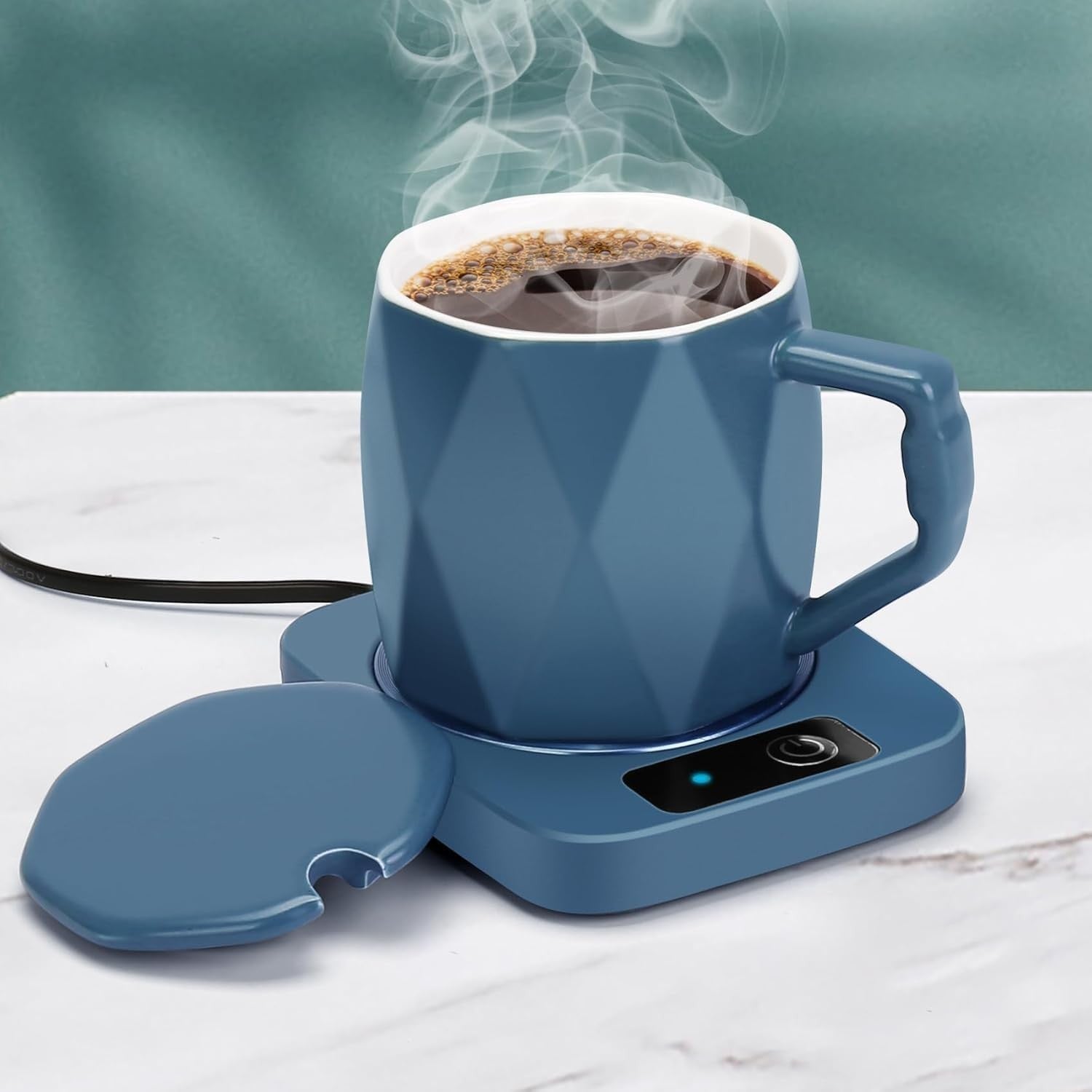 White Electric Mug Warmer 55°C Desk Cup Heater for Coffee