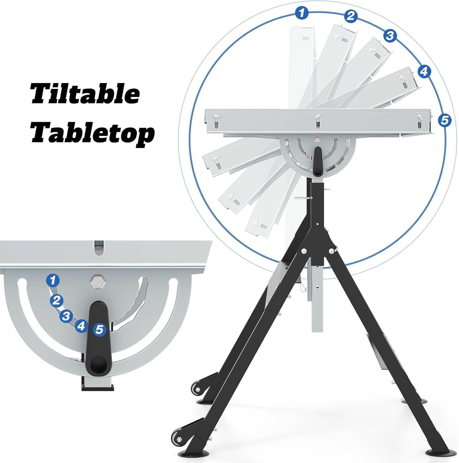 Folding Welding Table Adjustable Height Tilt Steel Workbench 180kg Load