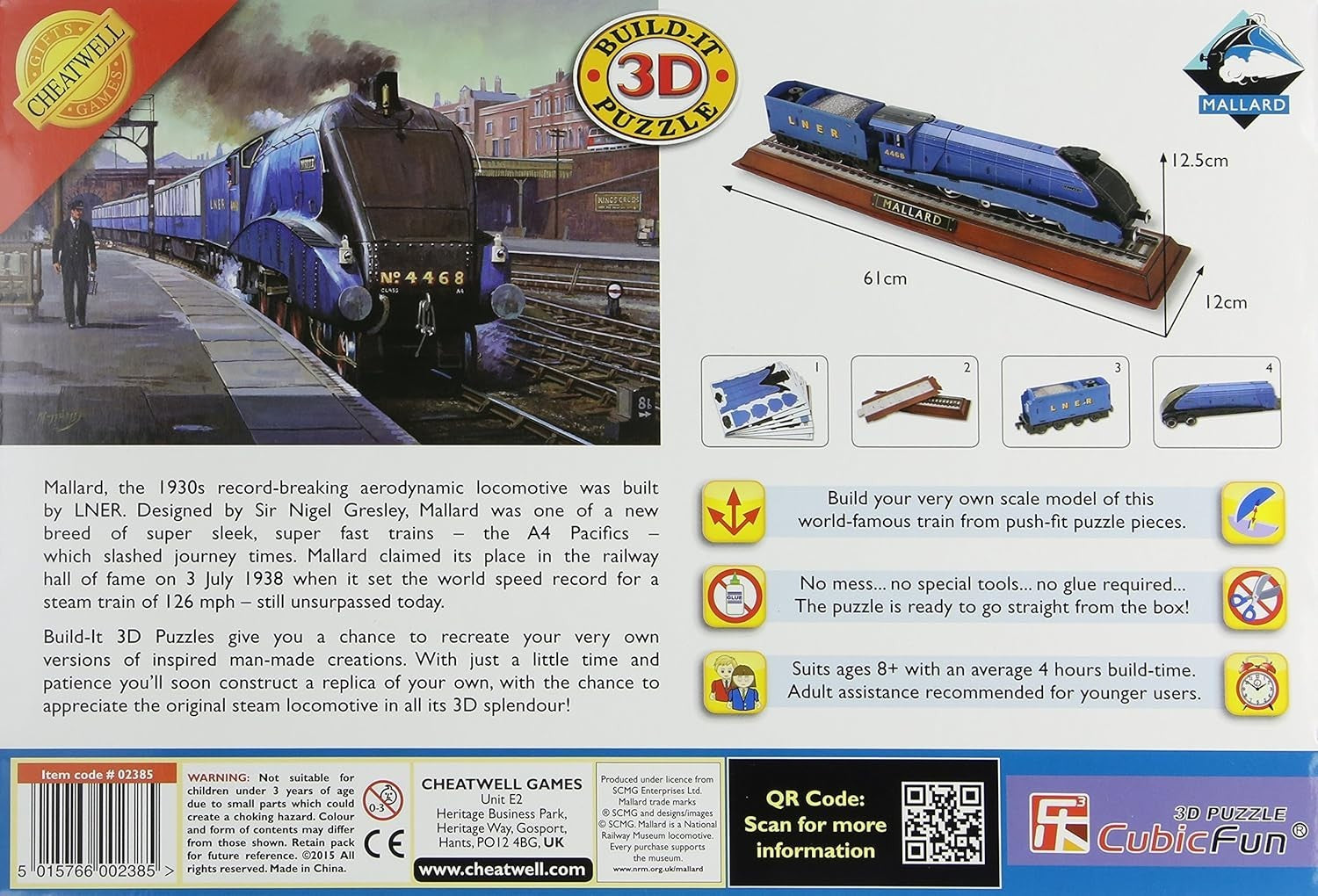 3D Mallard Steam Train Puzzle Kit – No Tools Needed, Great for Kids & Adults