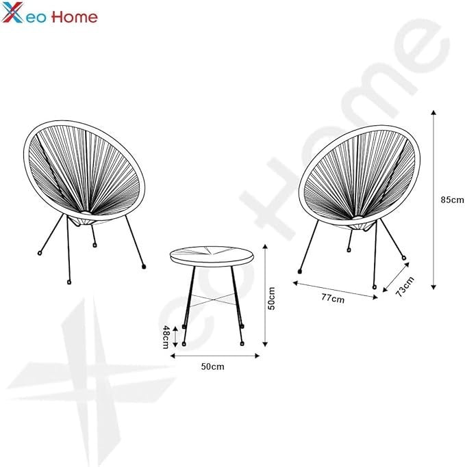 3pc Rattan Bistro Set Outdoor Chairs & Glass Table Garden Patio Furniture