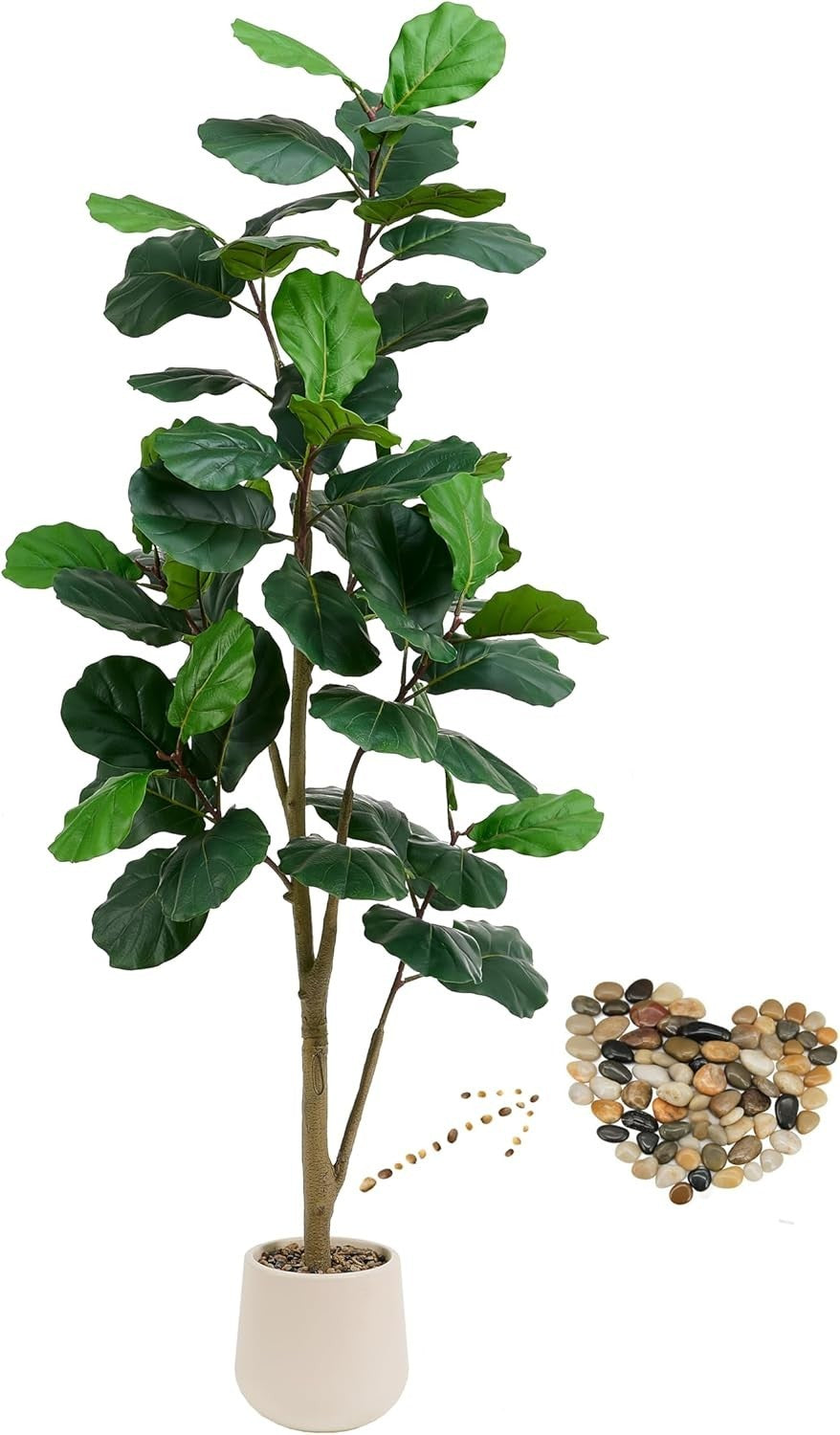 180cm Artificial Fiddle Leaf Fig Tree in Weighted Pot Faux Green Indoor Decor