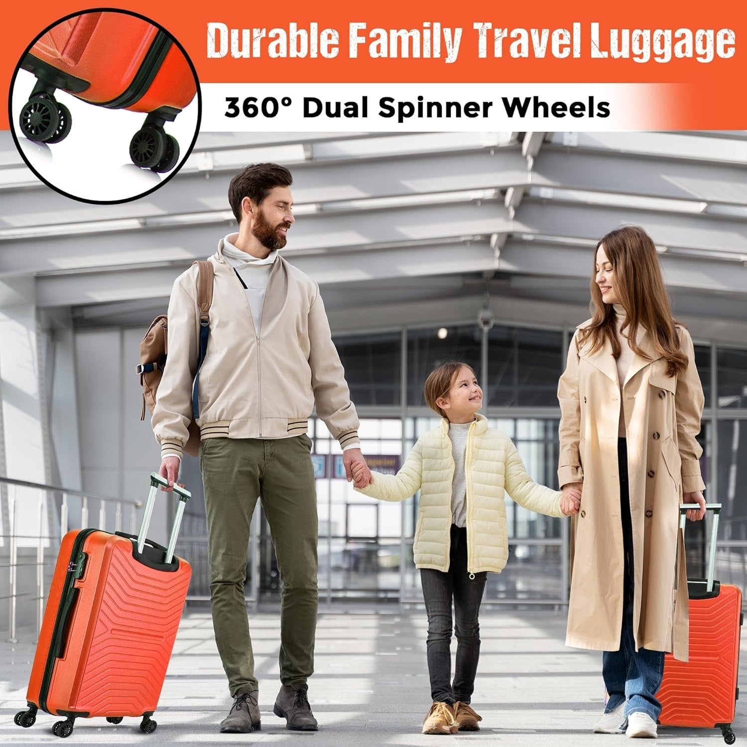 24'' Medium ABS Check In Suitcase Lightweight 4 Wheel Spinner 3 Digit Lock