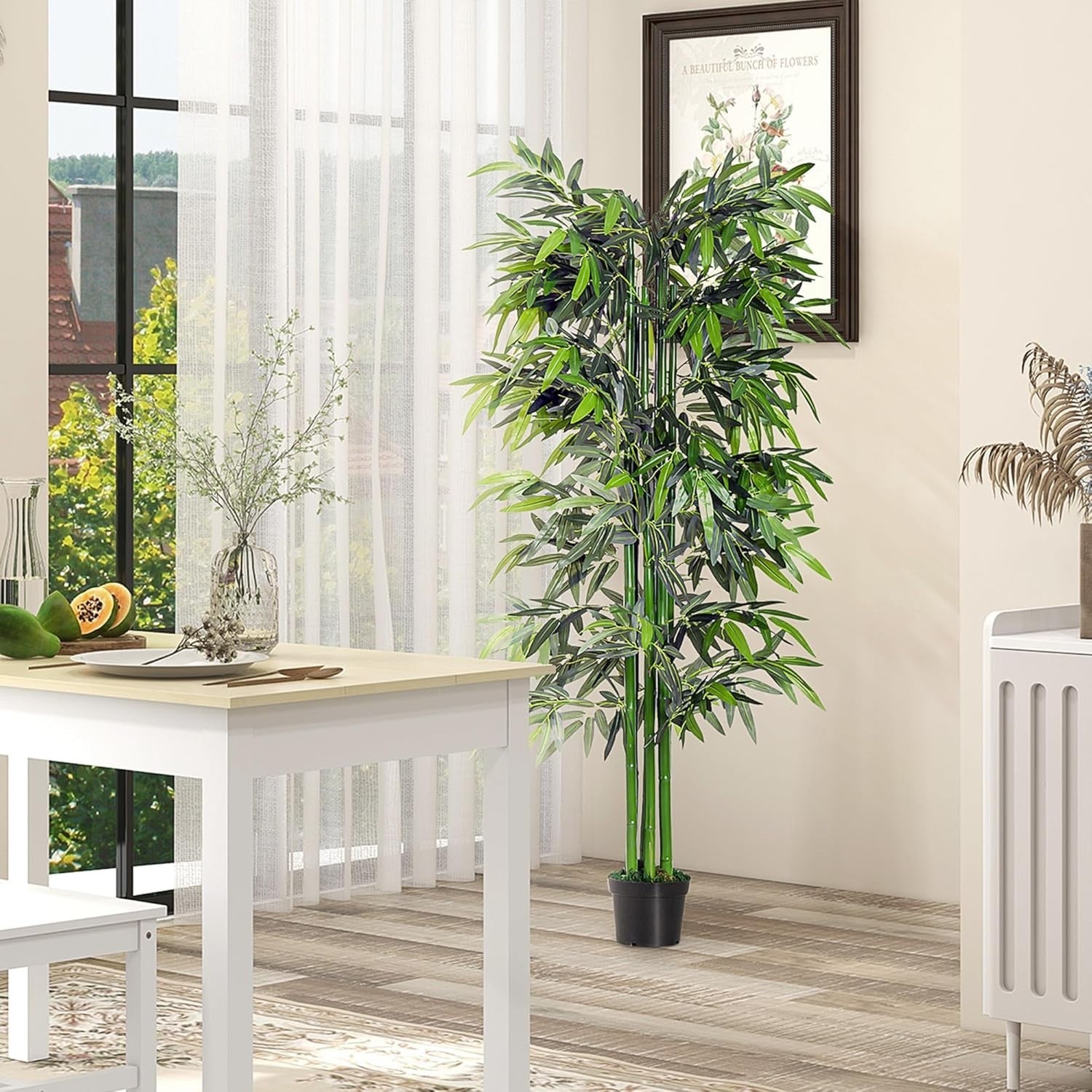 Artificial Bamboo Tree 180cm 6FT Faux Green Plant Black Potted Home Garden Decor
