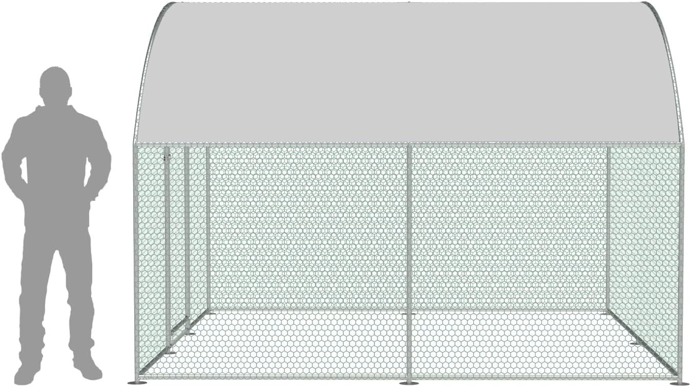 2.5x3m Walk In Chicken Run Galvanised Metal Pet Enclosure