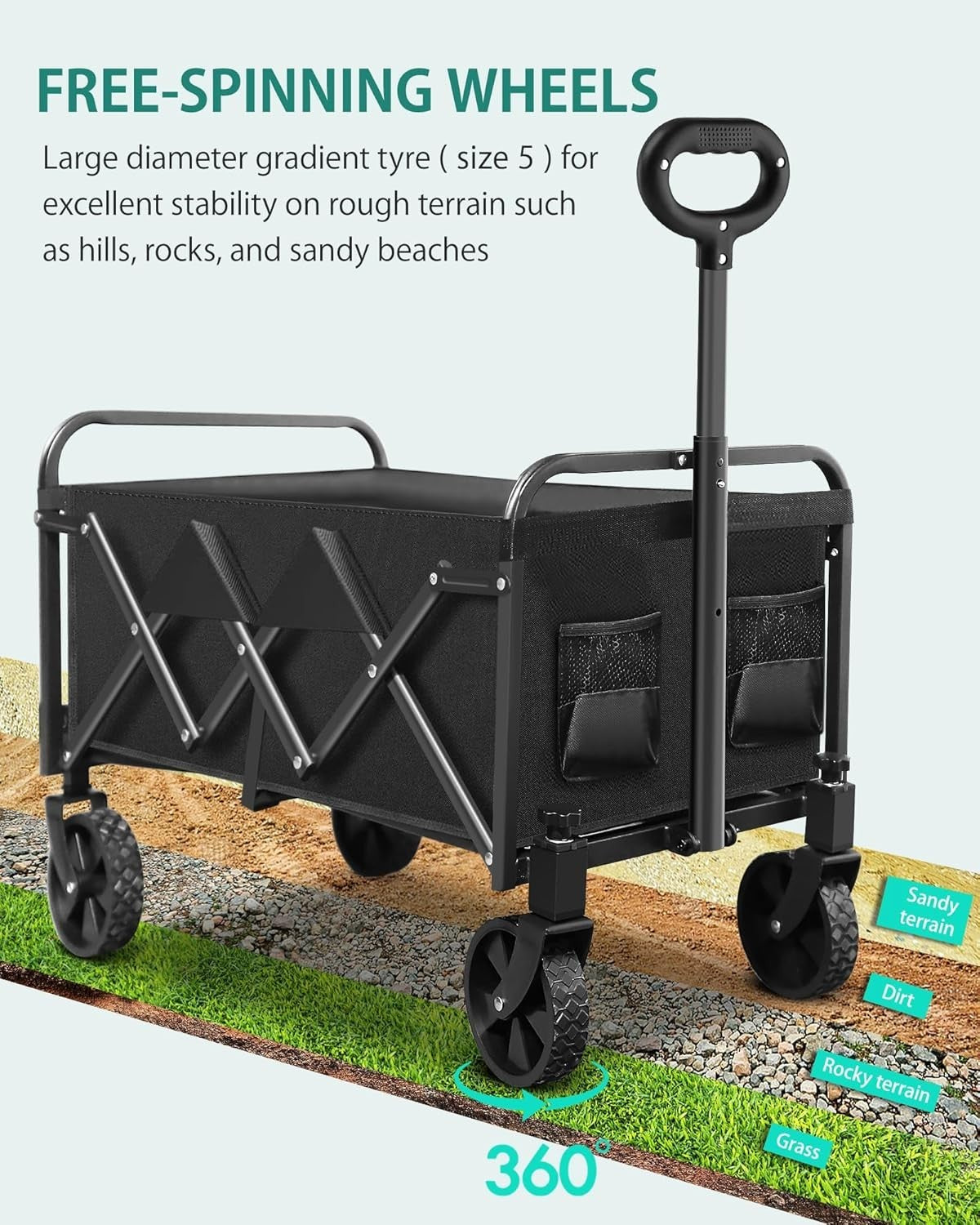 Lightweight Folding Camping Wagon 100kg Compact Festival Garden Trolley Black
