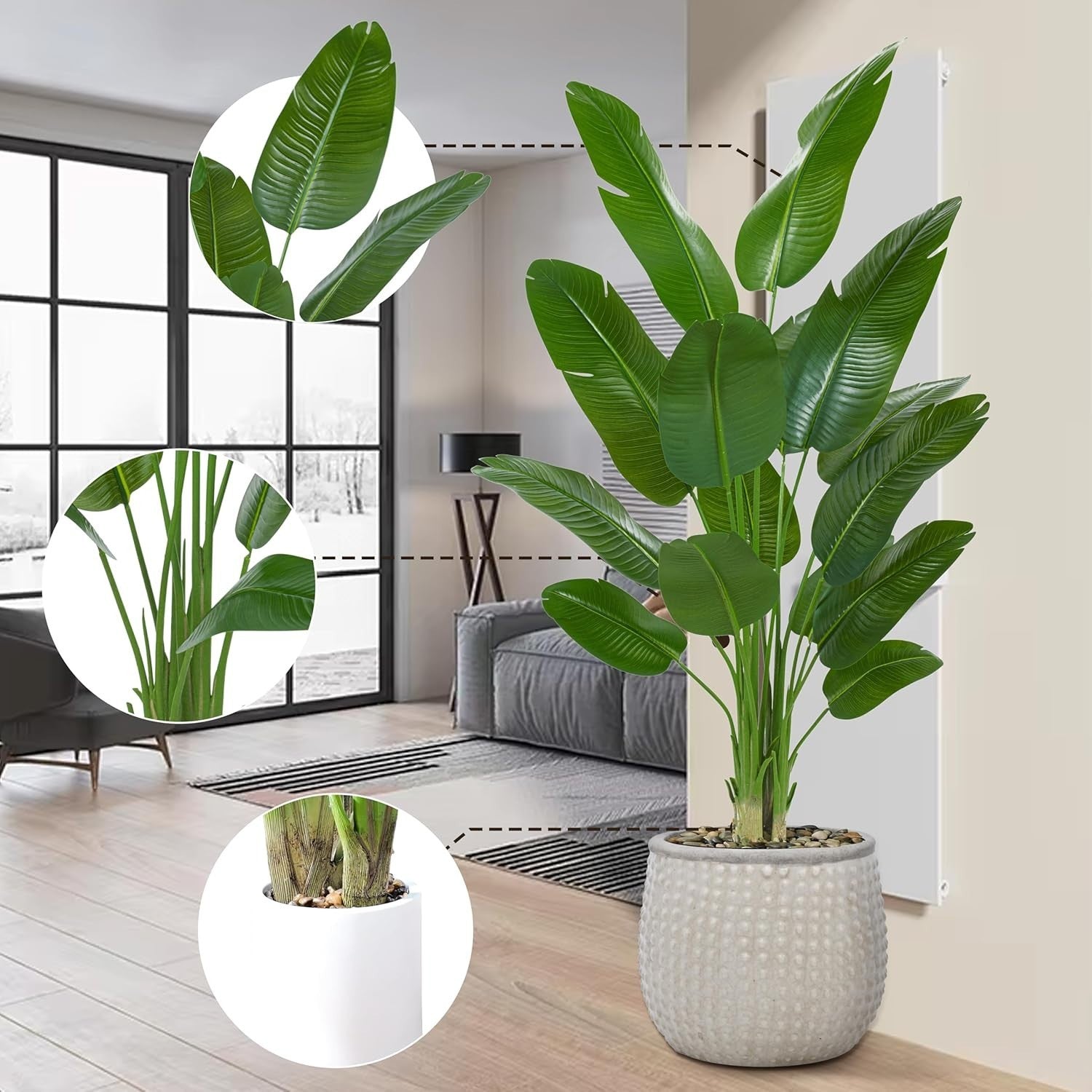 210cm Artificial Bird of Paradise Plant in Weighted Pot Tall Faux Tropical Decor