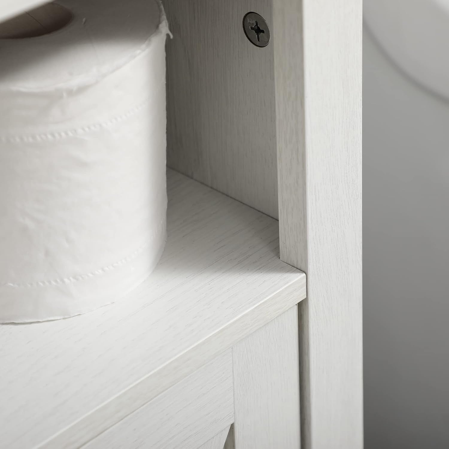 White Under Sink Bathroom Cabinet – 60cm Storage Unit with Doors & Shelf