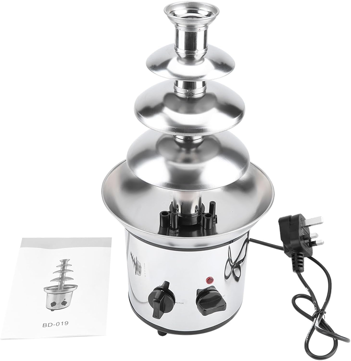 4 Tier Chocolate Fountain Machine Stainless Steel Fondue Melter Party