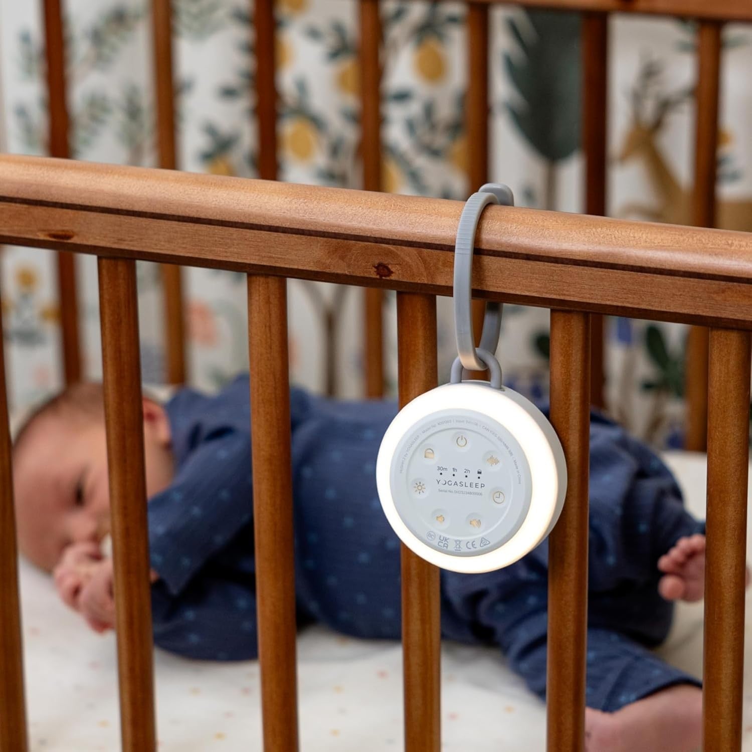 Portable Baby Sound Machine with 6 Soothing Sounds, Night Light & Timer