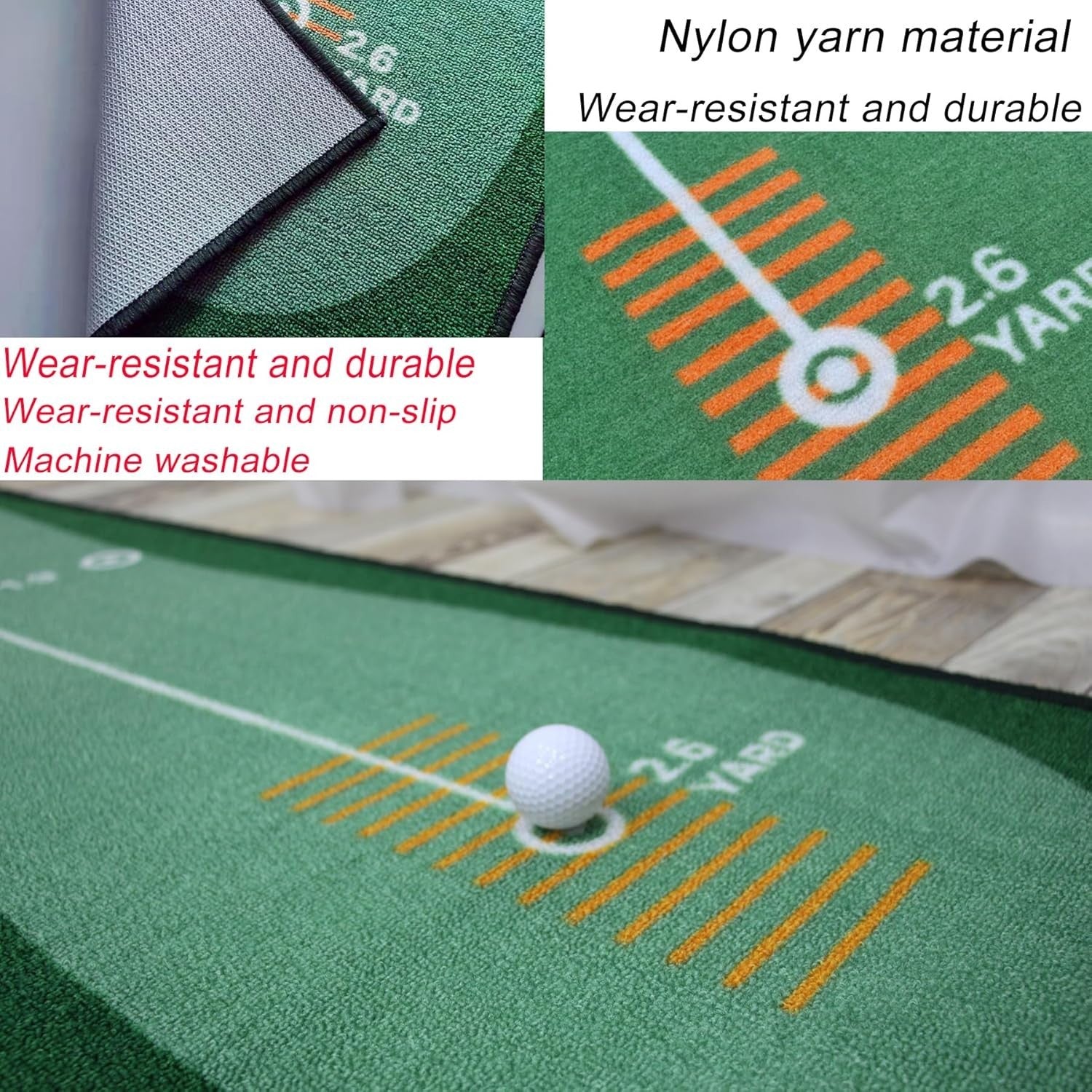 Golf Putting Training Mat Indoor Outdoor Practice Green Alignment Aid