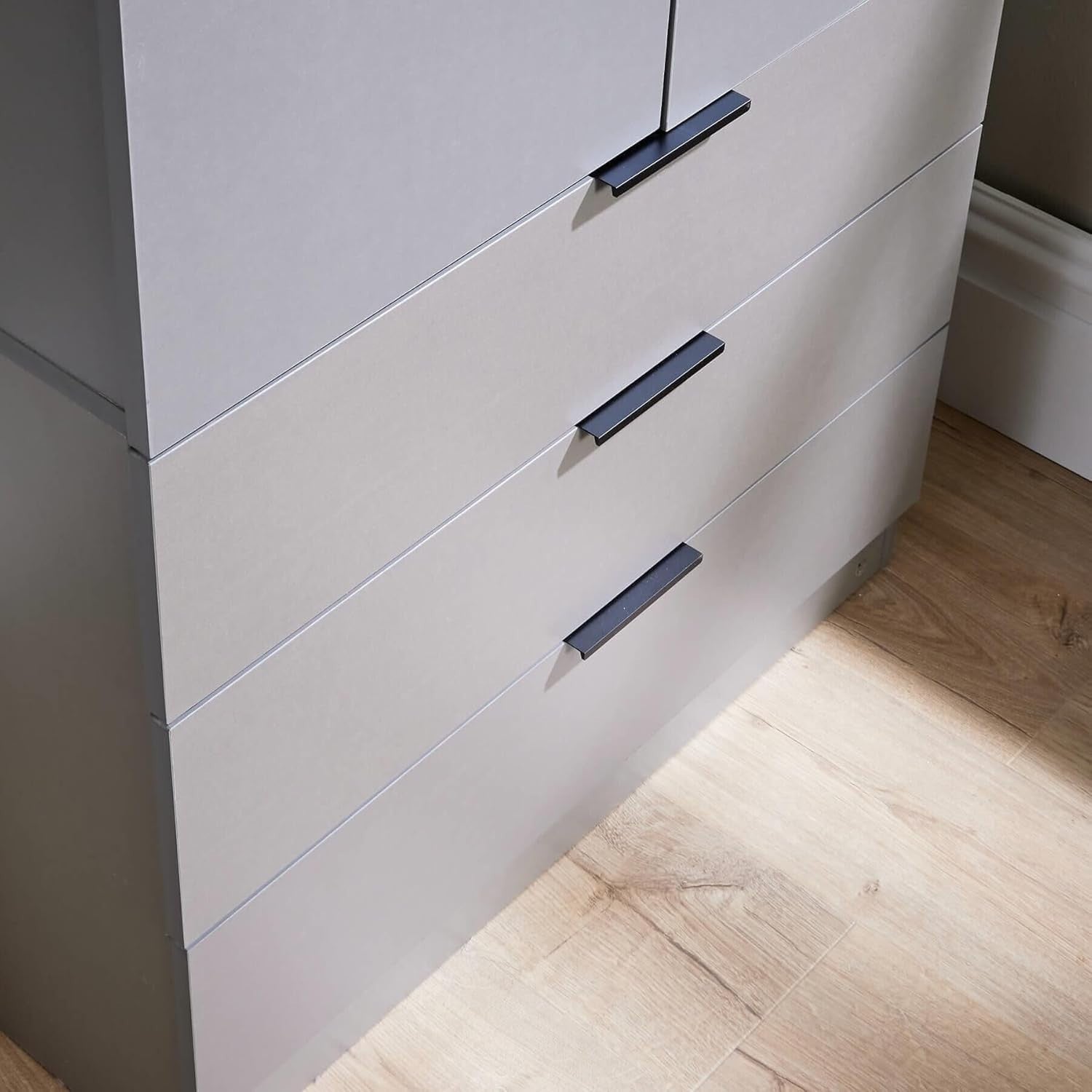 Grey 2 Door Wardrobe with Drawers & Rail – Bedroom Storage Cabinet Unit