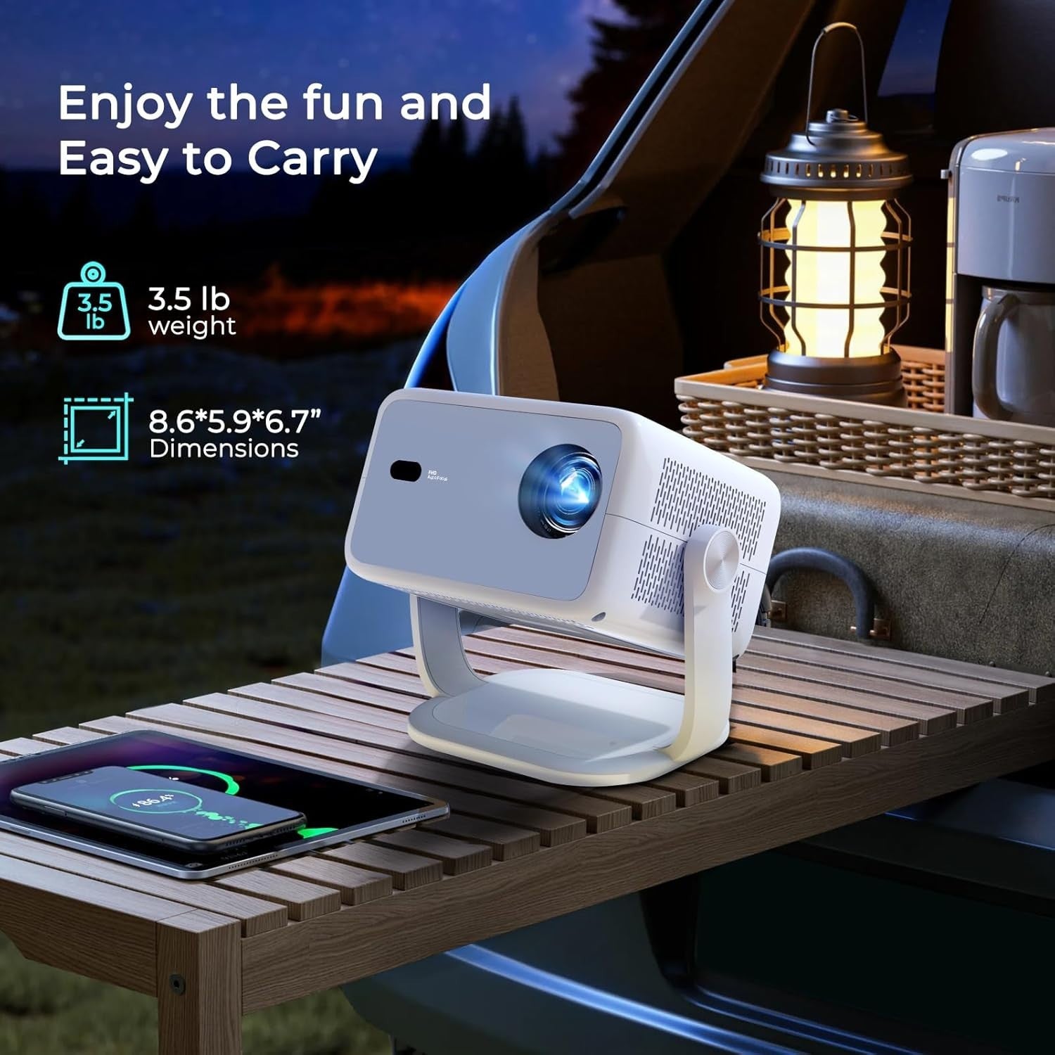 600 ANSI Smart Projector 1080P 4K Android TV WiFi 6 Bluetooth