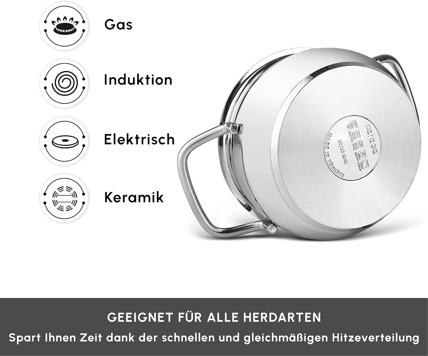 8pc Stainless Steel Induction Cooking Pot Cookware Set with Glass Lids PFOA Free