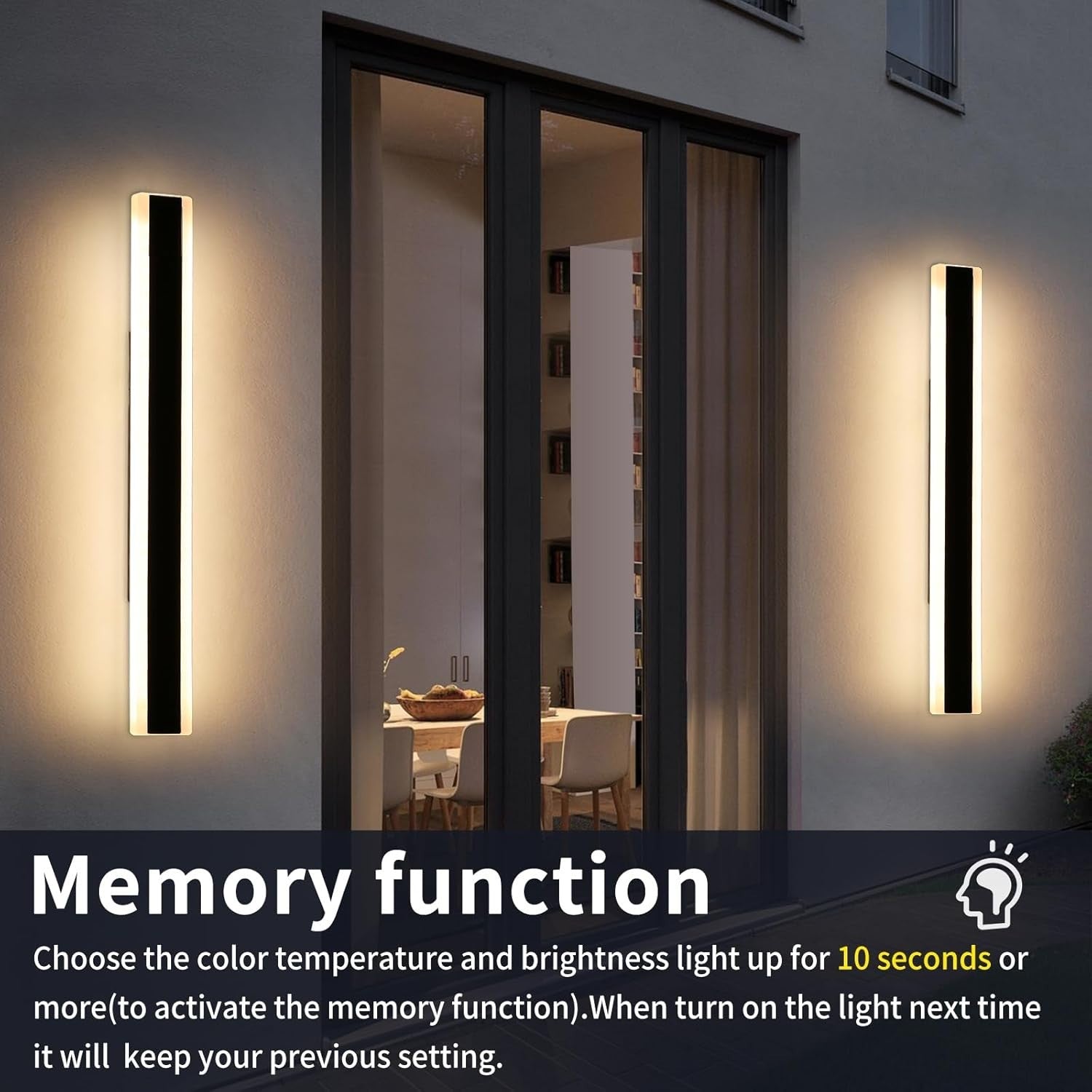 Modern LED Outdoor Wall Lights 2 Pack 80cm Remote Dimmable IP65
