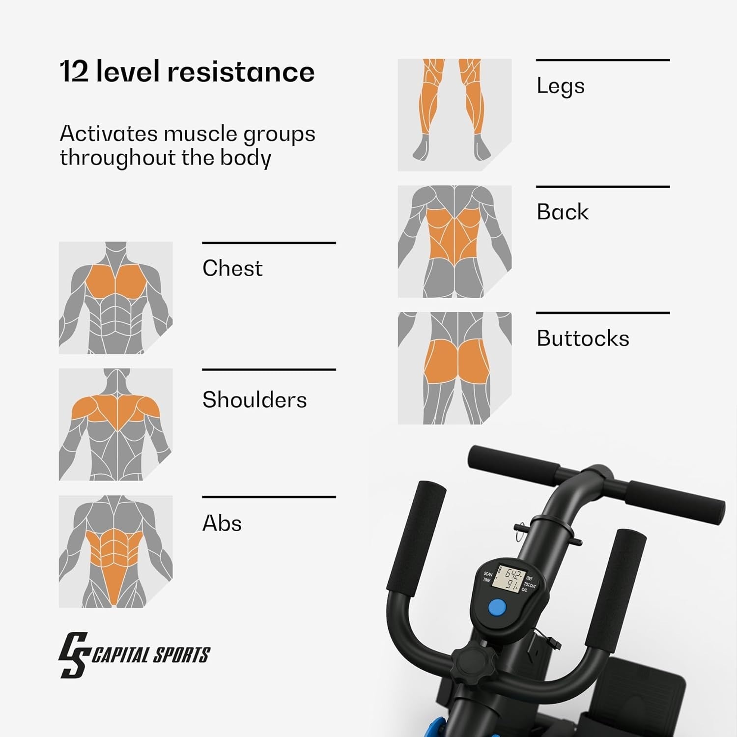 Foldable Magnetic Rowing Machine Quiet 8-Level Resistance LCD Home Rower