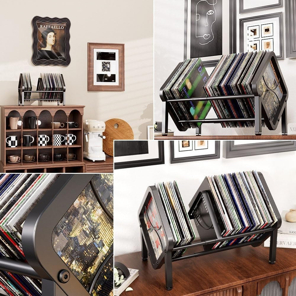 Expandable Vinyl Record Holder LP Storage Rack Metal Album Stand 40-80