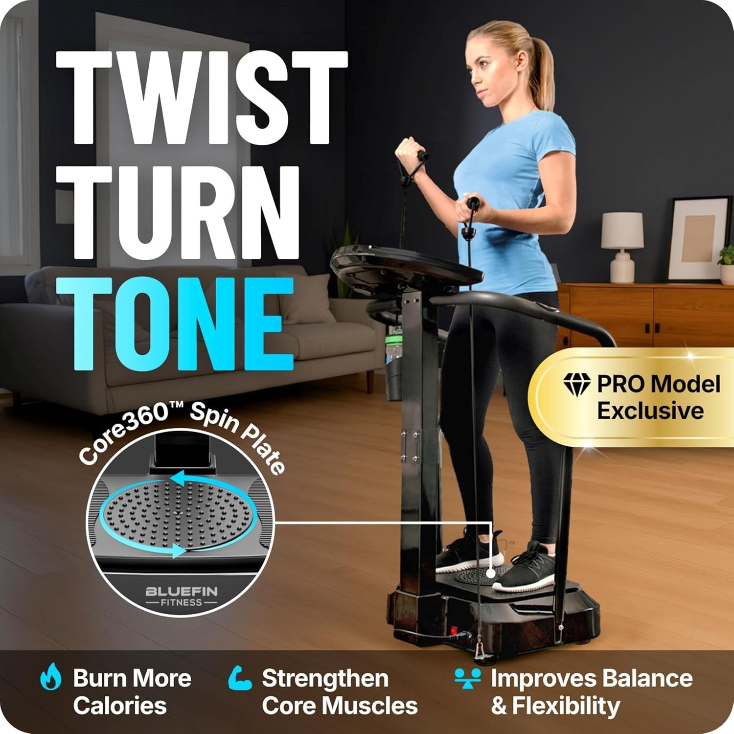 Pro Vibration Plate Exercise Machine Silent Motor Bluetooth 180 Levels