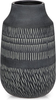 Matte Black Ceramic Vase 27cm Tall Modern Scandinavian Decor for Pampas