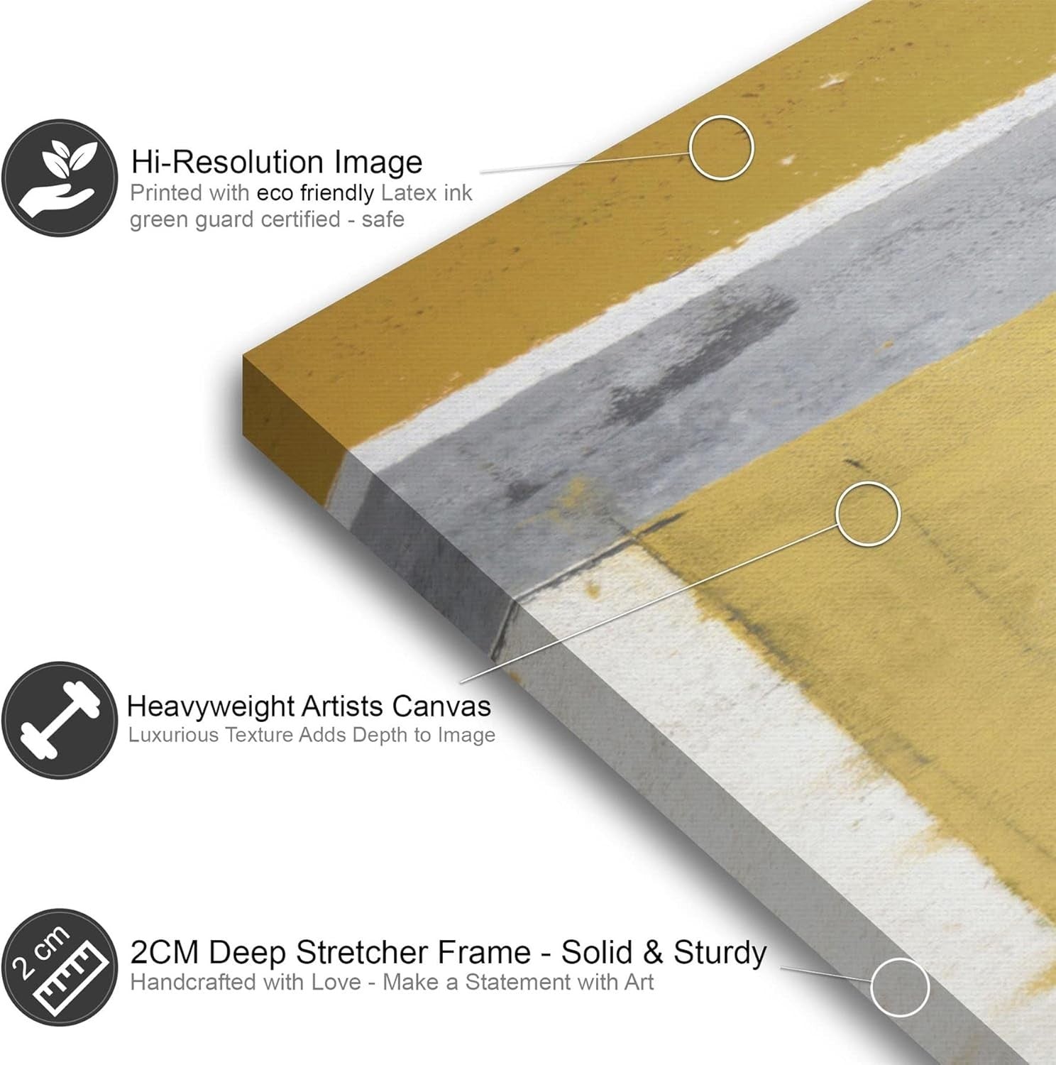Mustard Yellow Grey Abstract Canvas Wall Art 97x40cm
