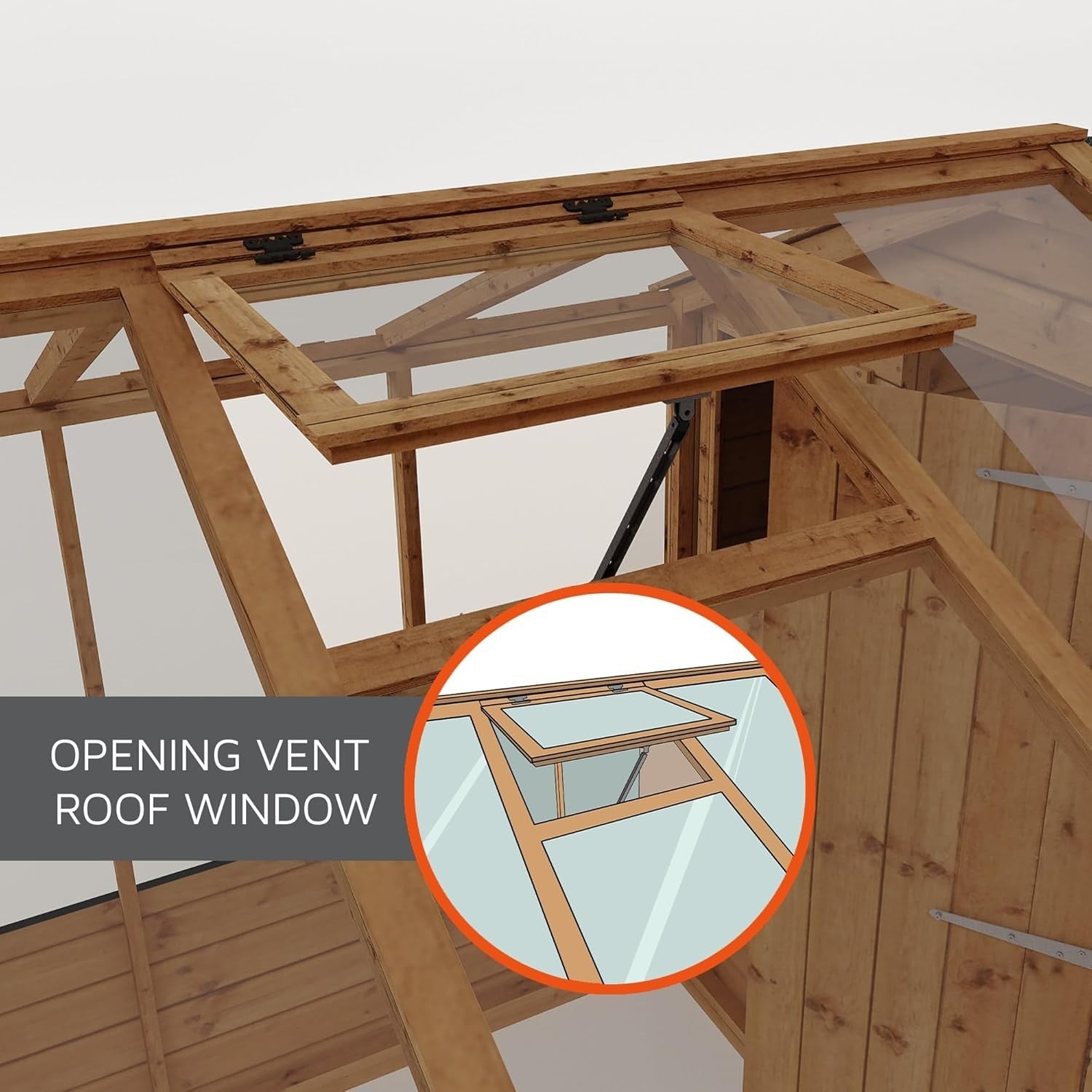 4x6 Wooden Garden Greenhouse with Apex Roof & Opening Vent – Tongue & Groove