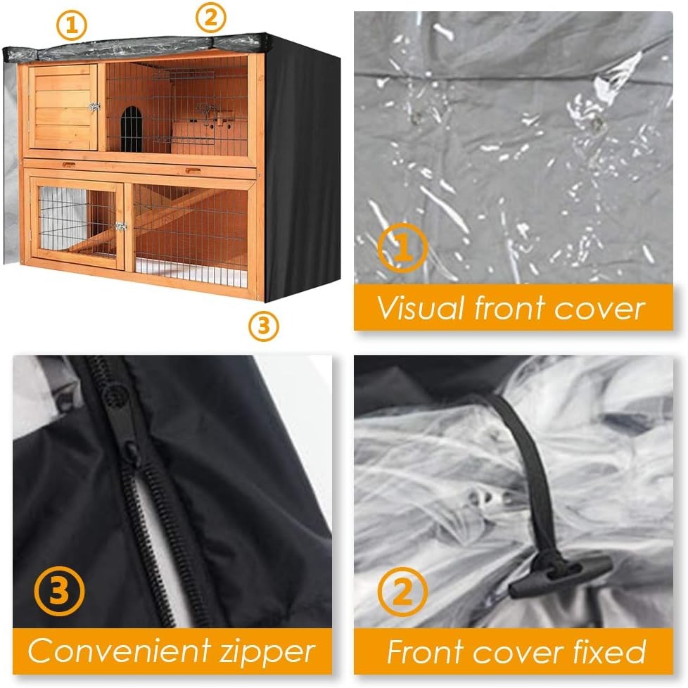 Waterproof Rabbit Hutch Cover Outdoor Winter Cage Protector With Zipper