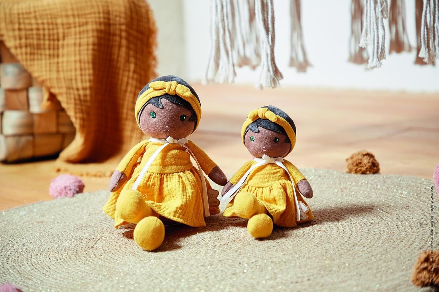 25cm Soft Fabric Rag Doll Yellow Dress Personalised Ribbon Newborn Gift Box