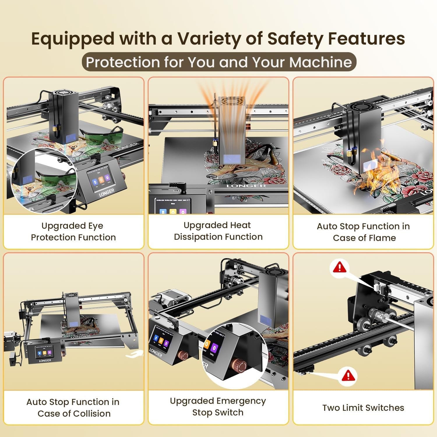 40W Laser Engraver Cutter High Speed Touch Screen DIY Metal Wood
