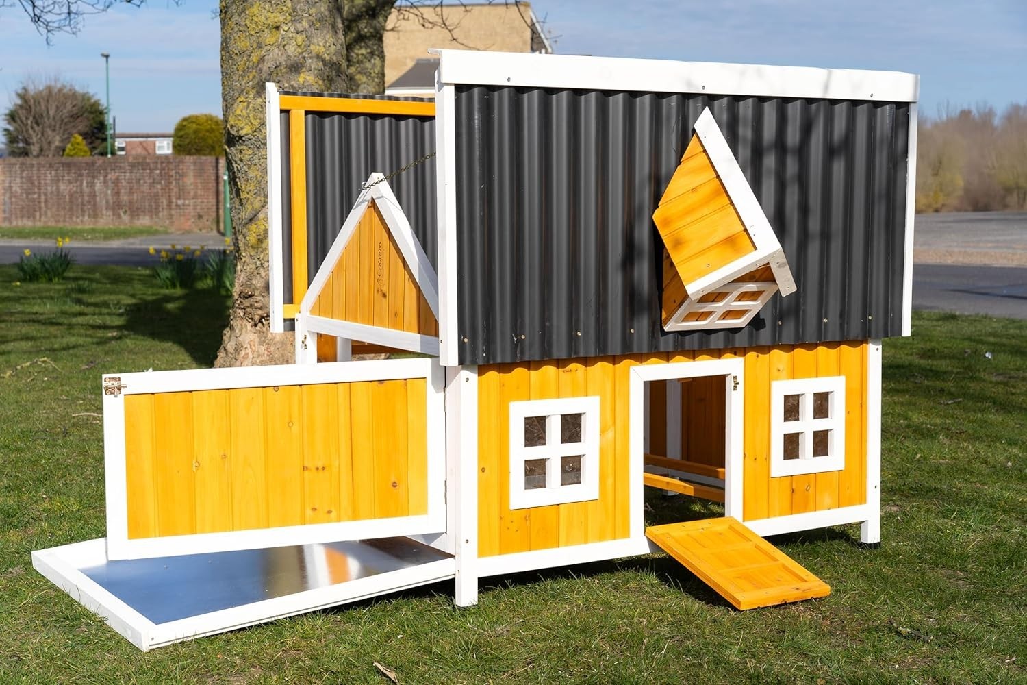 Large Wooden Chicken Coop 115cm ECO Roof Hen House 7 Birds